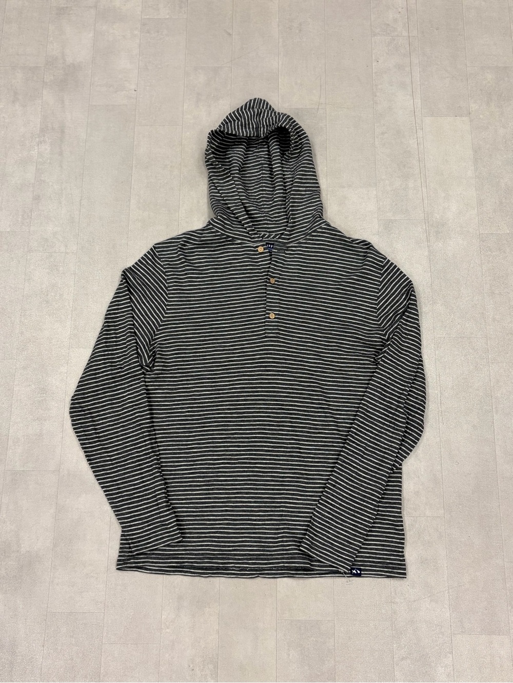 Men's Striped Hooded Long-Sleeve Shirt - Black & White. Brand Fish Hippie Co